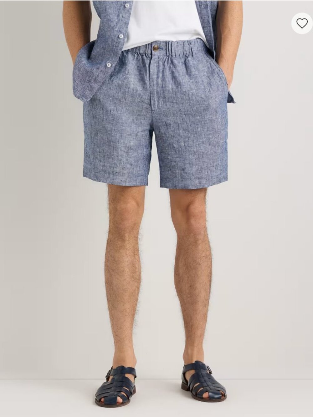 Quince 100% European Linen Shorts - 7" in Chambray Blue Size M